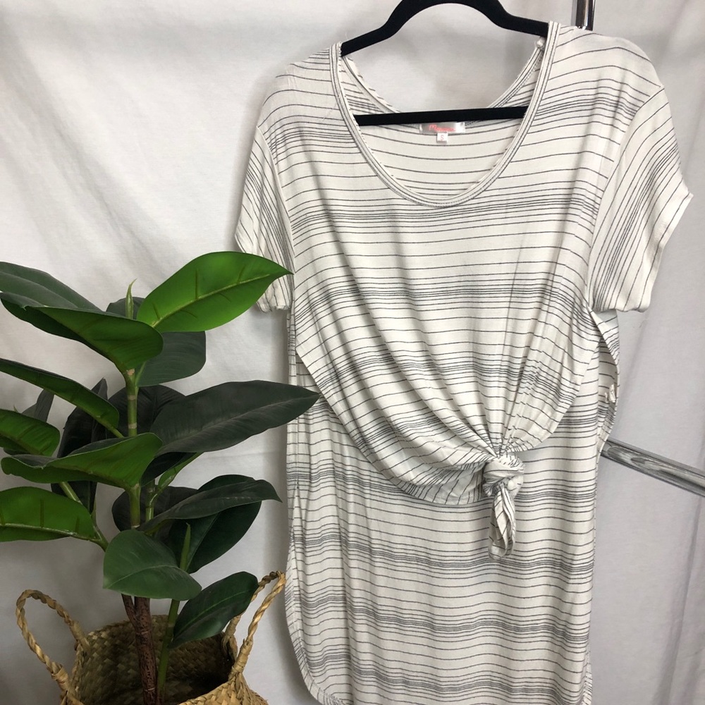 High low cotton striped shirt